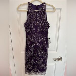 Adriana Papell Amethyst Sequin Cocktail Evening Dress Size 6 NWT